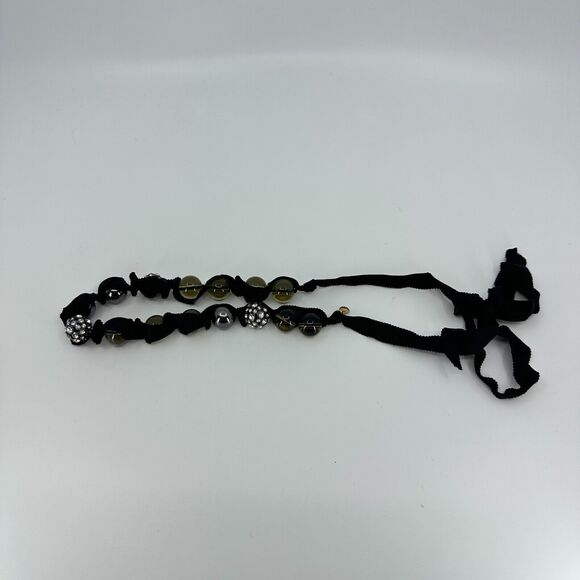J. Crew Necklace Glass Rhinestone Ribbon Beaded Tie Closure Estate Costume - Picture 6 of 8